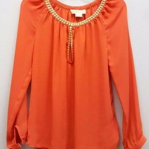 Michael Kors Orange Blouse with gold detail